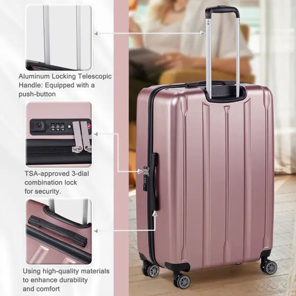Three In One Set Of Vertical Striped Suitcase Inkedjoy
