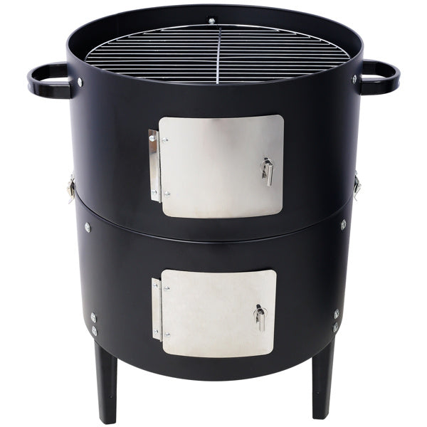 17 Inch Steel Charcoal Smoker, Heavy Duty Round Grill Inkedjoy