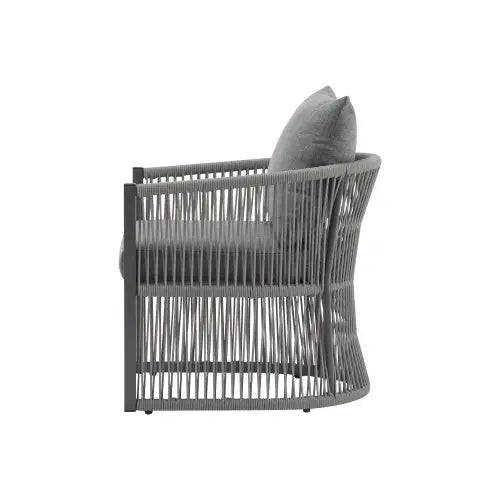 Set Of 2 Modern Gray Curved Aluminum Lounge Chair With Stylish Rope-Weave Design And Cushioned Comfort, Perfect For Outdoor Living My Store