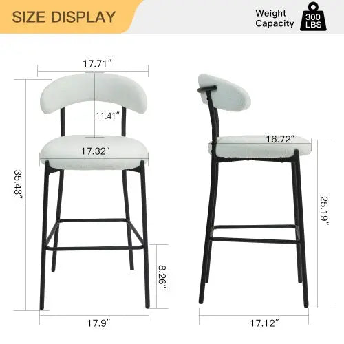 26 Counter Height Bar Stools Teddy Fabric Cover Kitchen Island Counter Bar Stool With Black Powder Coating Base And Footrest My Store