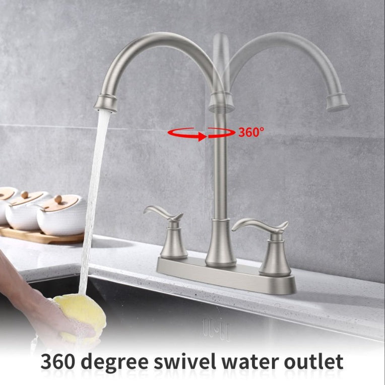 Single Handle High Brushed Nickel Pull Out Kitchen Faucet Ohberri