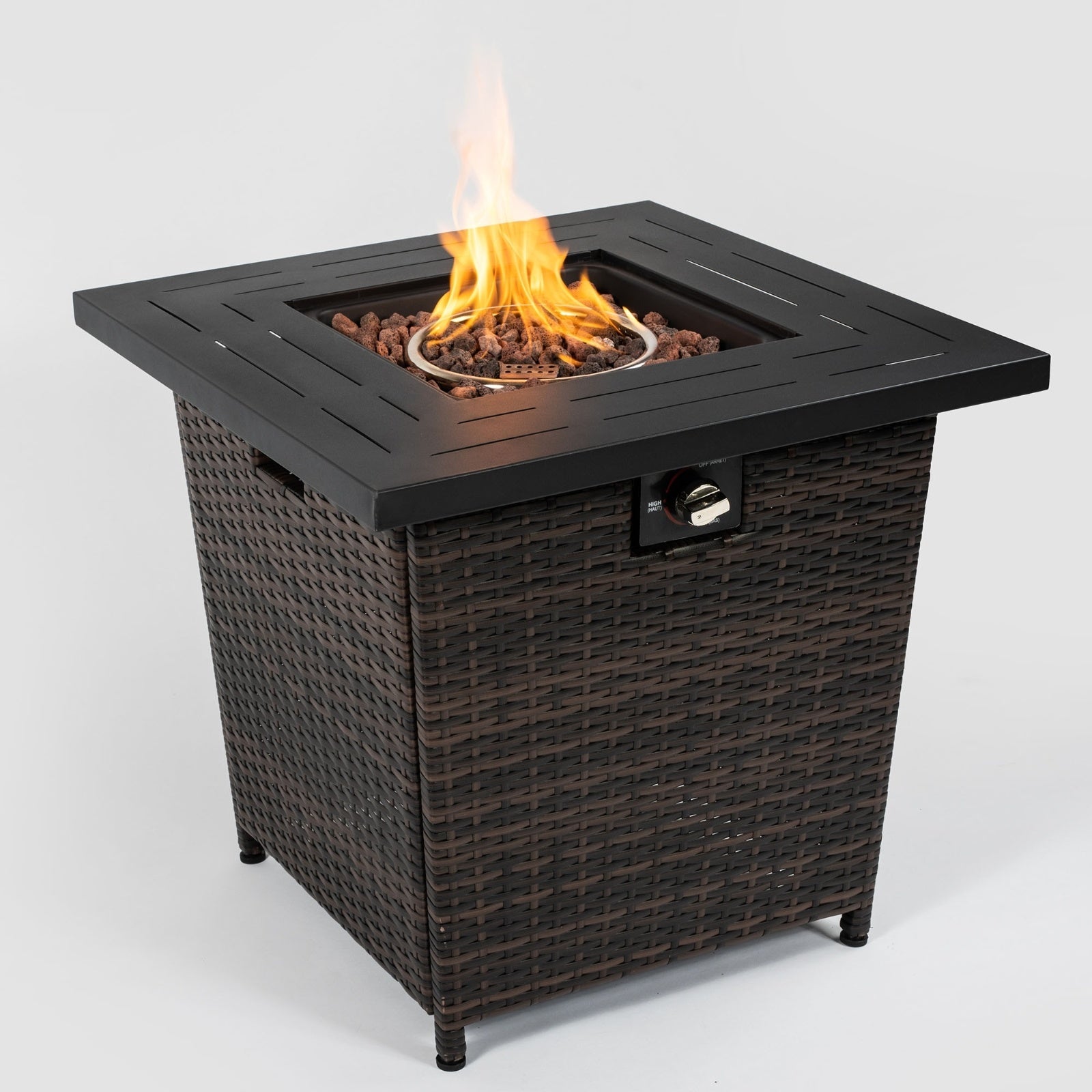 28inch Wicker Square Fire Pit Table Inkedjoy