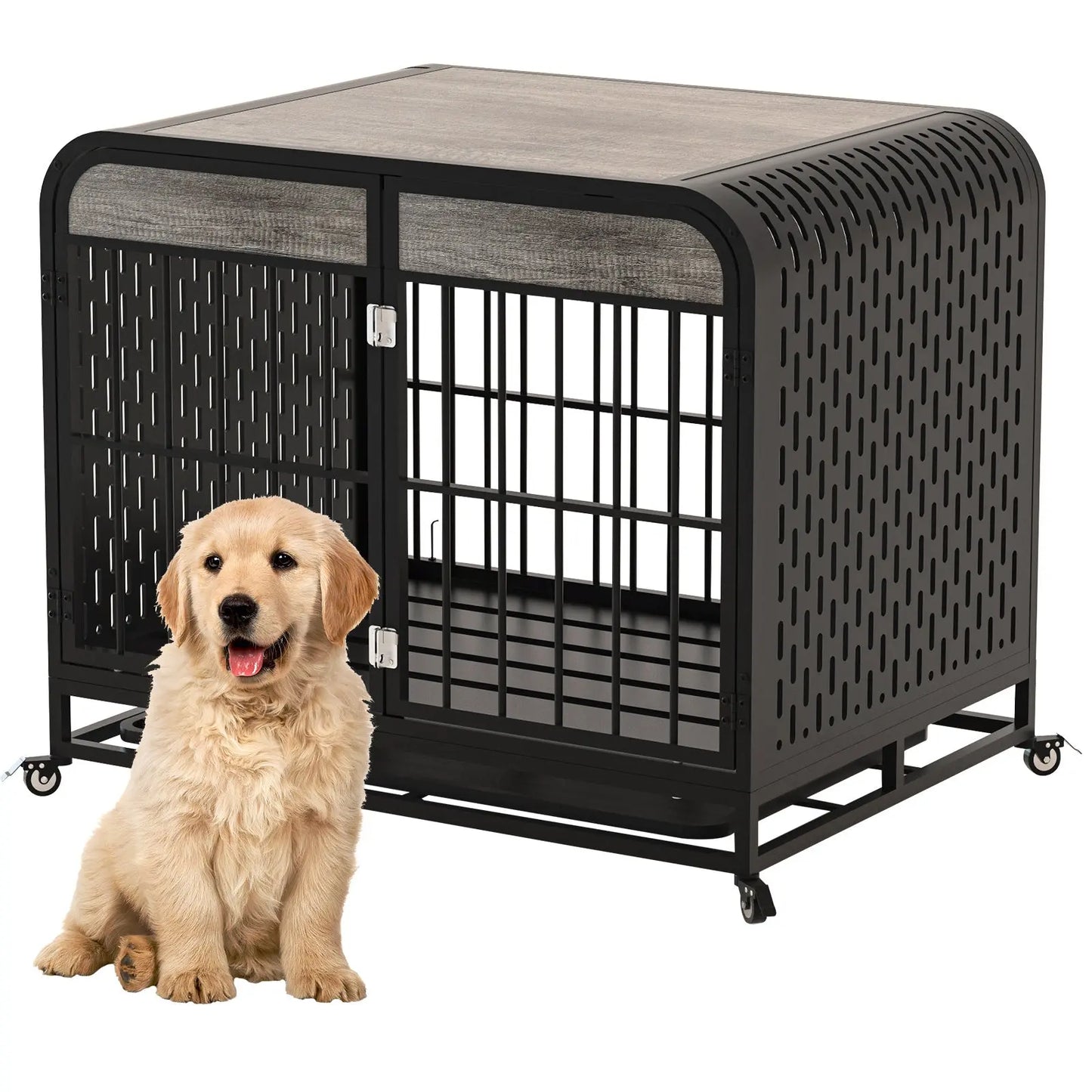 Heavy Duty Dog Crate Furniture Wooden Table 33inch Grey My Store