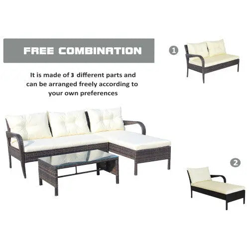 Outdoor Patio Furniture Sets 2 Piece Conversation Set Wicker Ratten Sectional Sofa With Seat CushionsBeige Cushion My Store