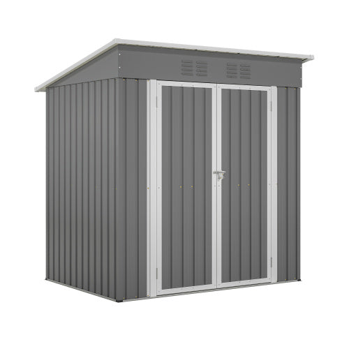 6'x4' Outdoor Metal Storage Shed For Garden Tools Lockable Door With Floor Frame Inkedjoy