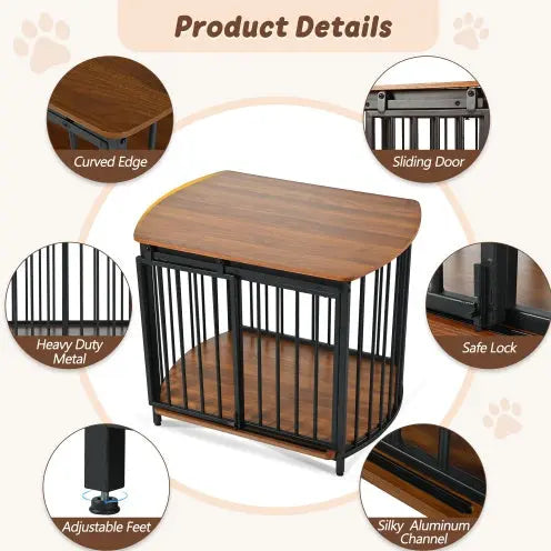 31.5 Furniture Style Dog Crate For Small And Medium Dogs, Wooden Cage Indoor Kennel Furniture, Modern Dog Crate End Table With Double-Doors My Store