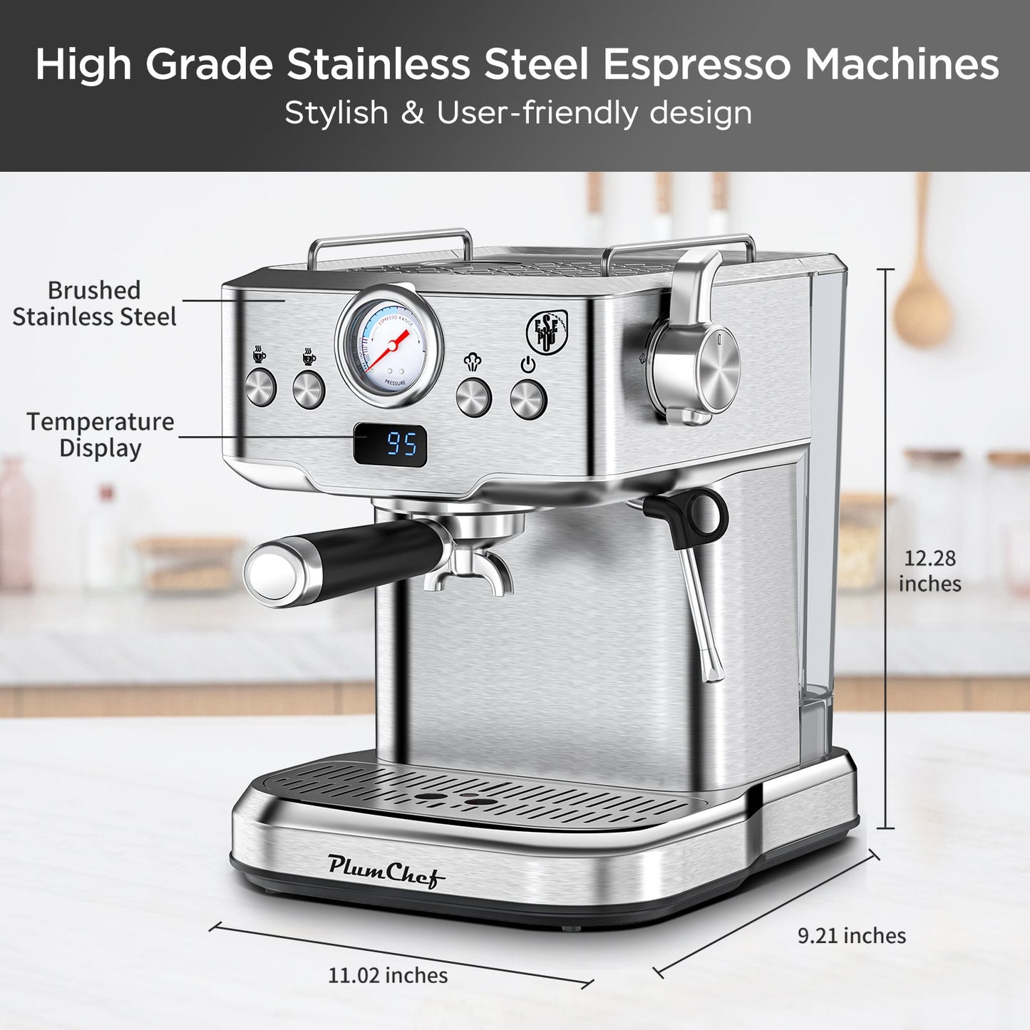20 Bar Professional Espresso Machine With Milk Frother, Single & Double Shot My Store