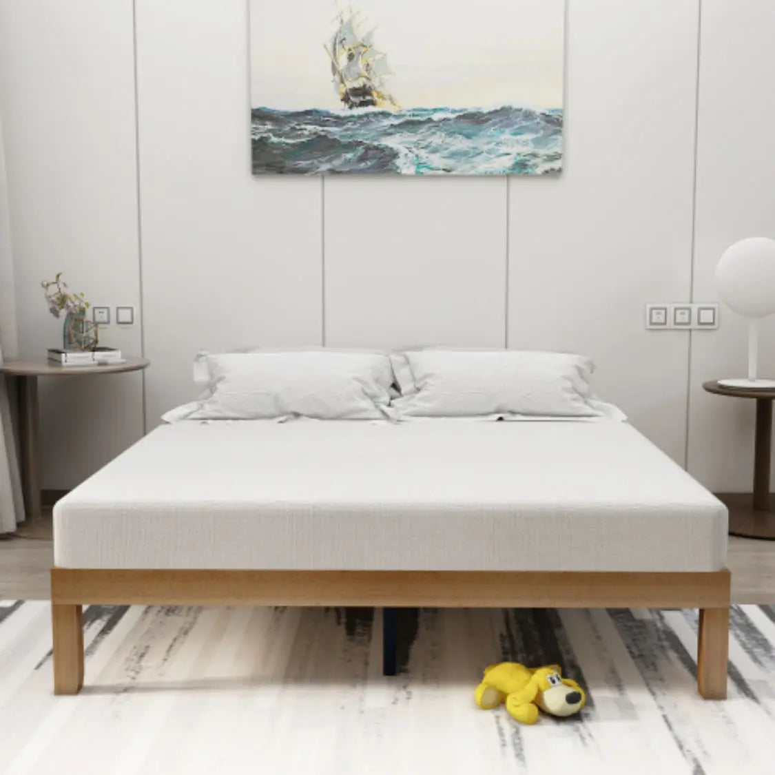 Large Wooden Platform Bed Frame, No Spring Box Required, Solid Wood Batten Support, Easy To Assemble My Store