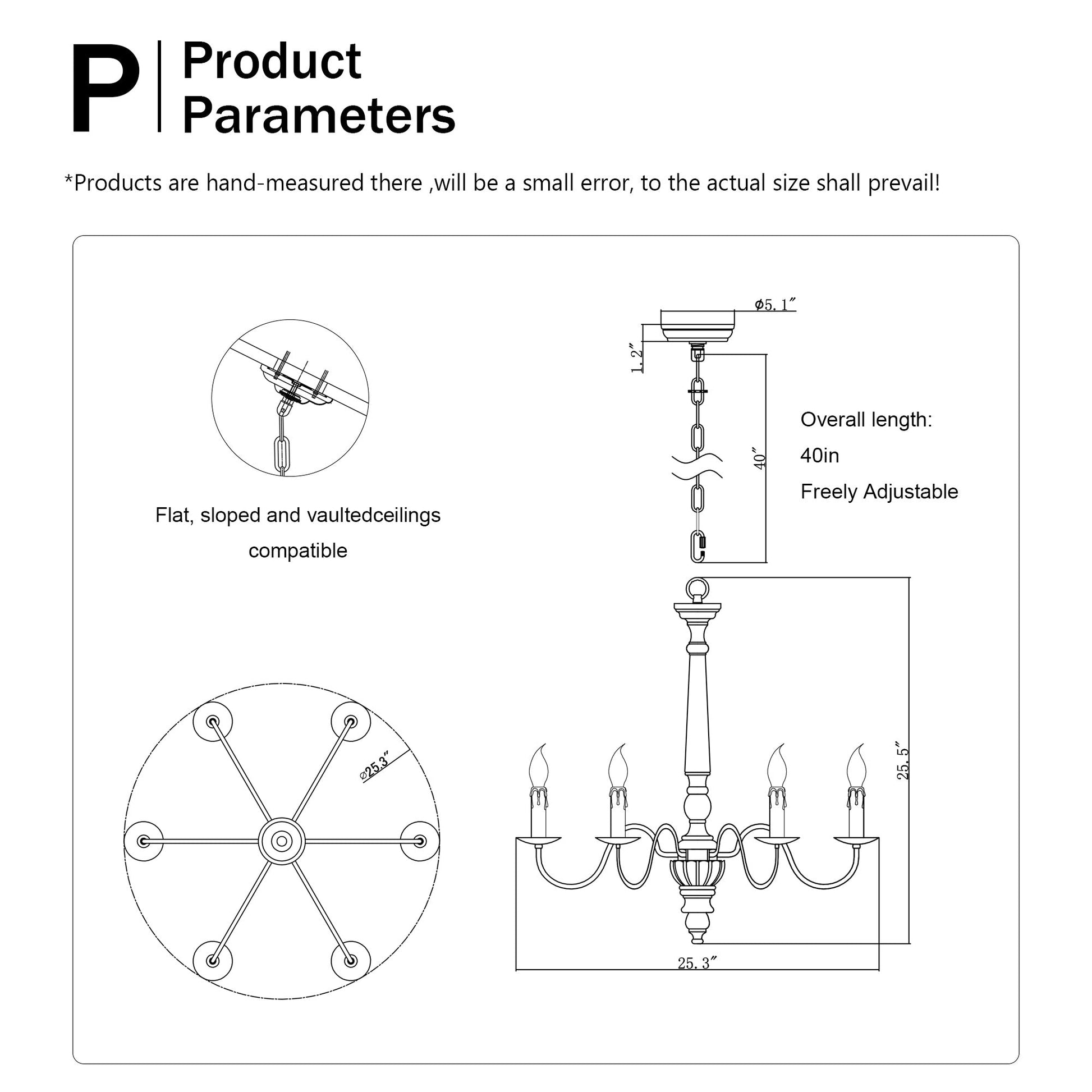 Retro White And Rust Color Chandelier With Light Fixture 6 Light E12 Inkedjoy