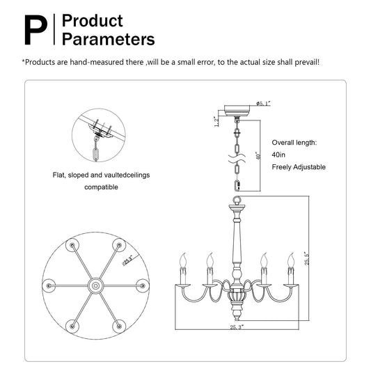 Retro White And Rust Color Chandelier With Light Fixture 6 Light E12 Inkedjoy