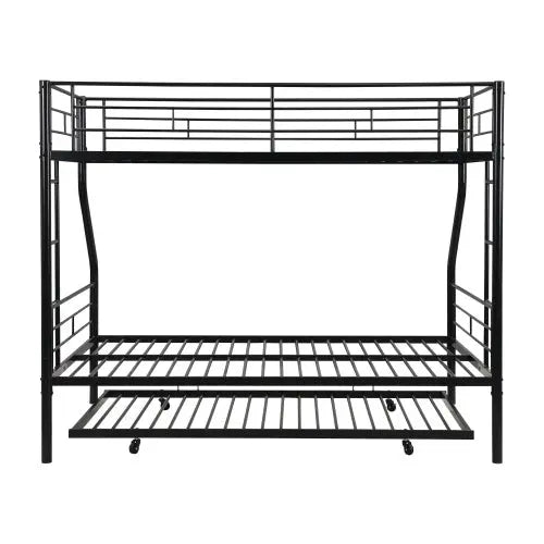 Twin Over Full With Trundle Metal Bunk Bed , No Box Spring Needed, Easy Assemble My Store
