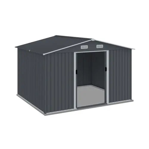Outdoor Storage Shed 8 X 10 FT Large Metal Tool Sheds  Heavy Duty Storage Grey My Store