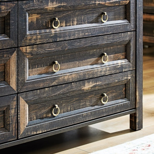 Fiberboard Farmhouse 6-Drawer Bedroom Dresser Inkedjoy