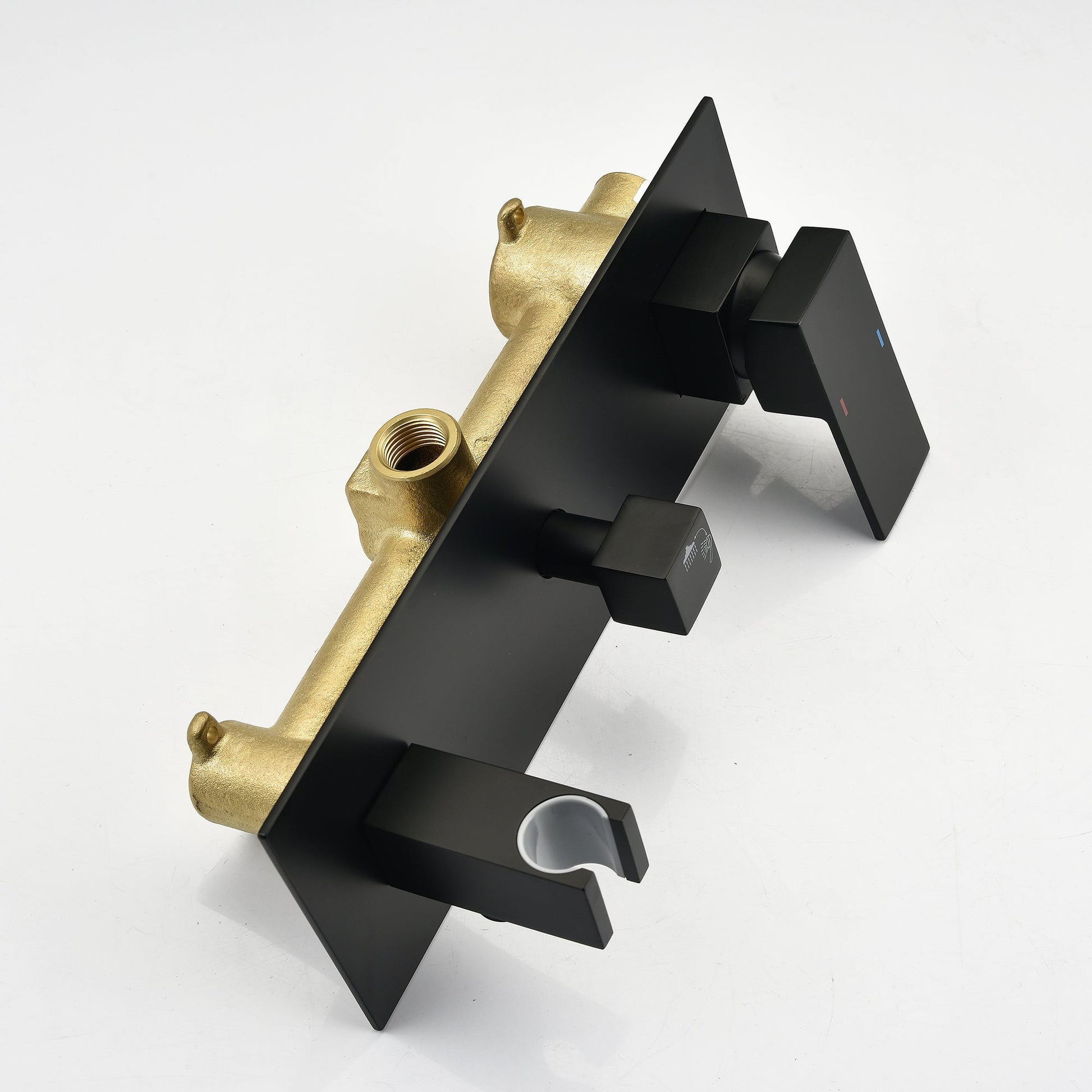 Brass Matte Black Shower Faucet With Shower System, 10 Inch Shower Head And Handheld Spray Inkedjoy