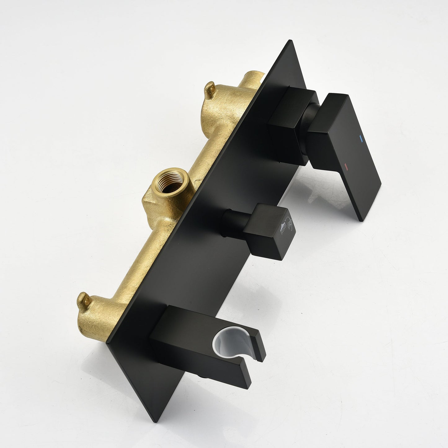 Brass Matte Black Shower Faucet With Shower System, 10 Inch Shower Head And Handheld Spray Inkedjoy