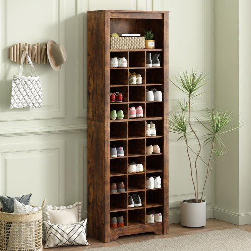 Stylish Design 30 Shoe Cabinet Console, Modern Rustic Brown Inkedjoy