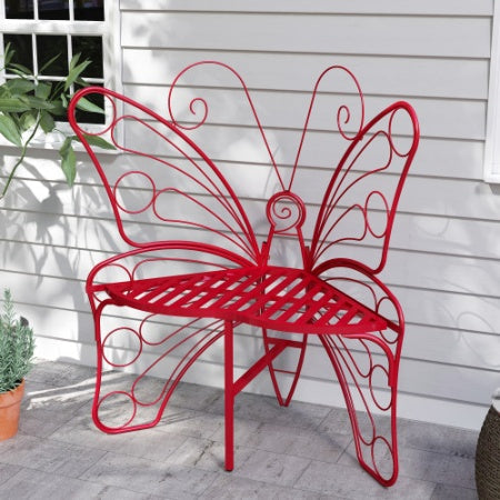 Modern Butterfly Cast Metal Garden Bench Inkedjoy