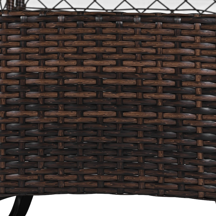 3-piece Outdoor Chair&Table Set Chat Set 2-person Rattan Seating Group Inkedjoy