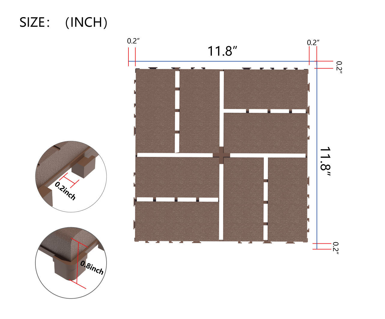 Waterproof, Wear-resistant, DIY Assembly, Garden, Courtyard, Balcony,plastic Flooring Inkedjoy