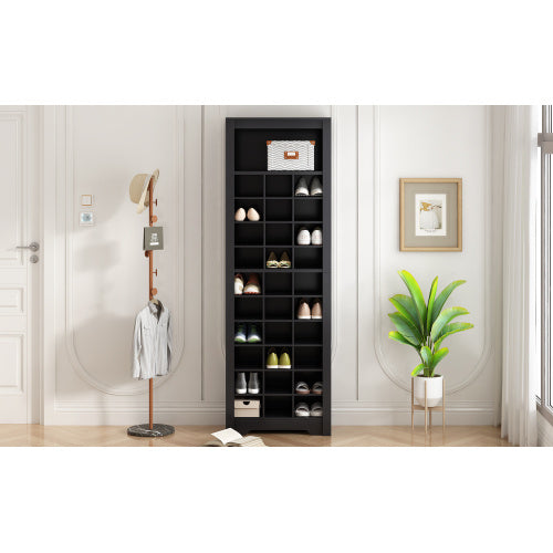 Stylish Design 30 Shoe Cabinet Console, Modern Black Inkedjoy