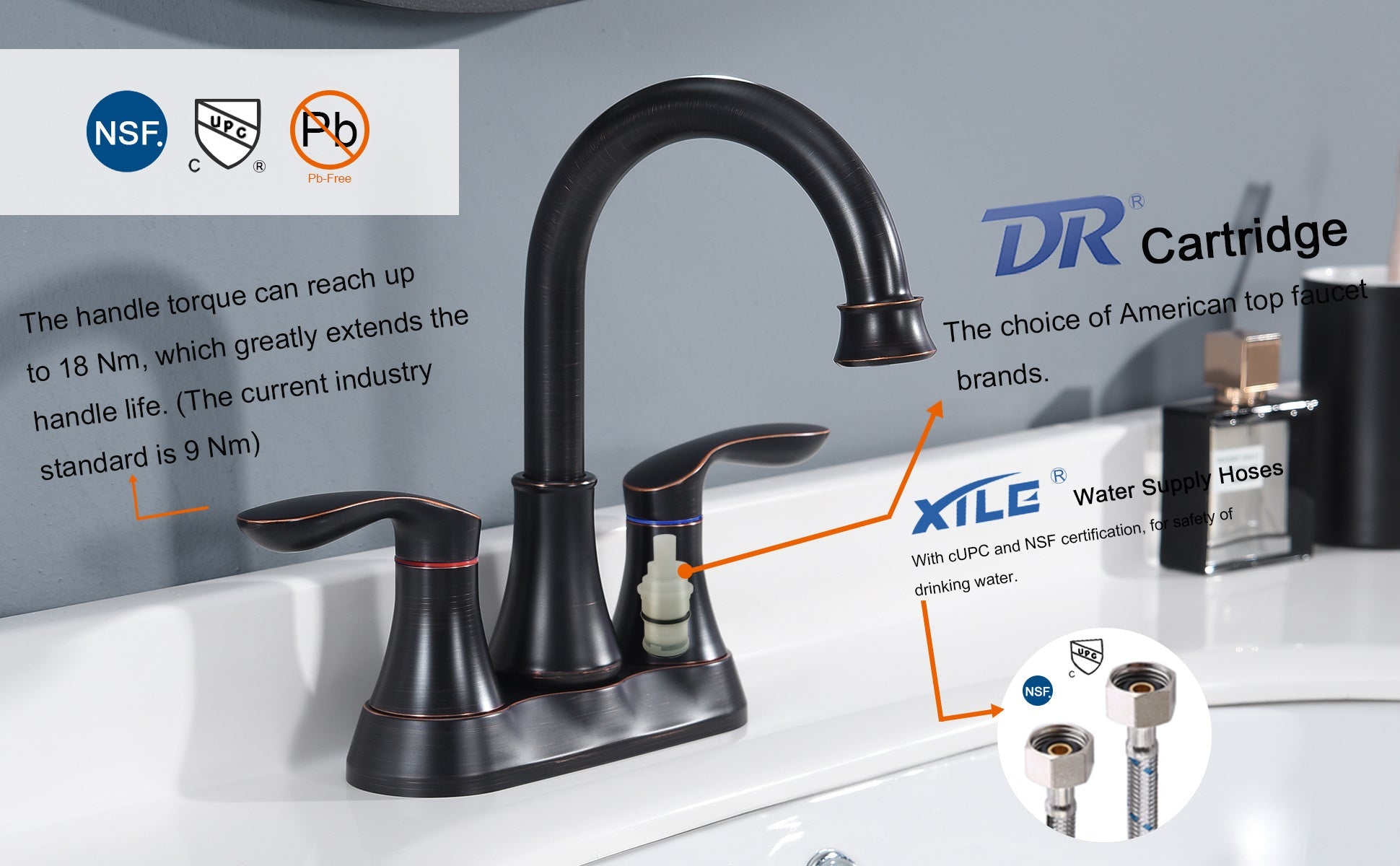 2-Handle 4-Inch Oil Rubbed Bronze Bathroom Faucet Ohberri