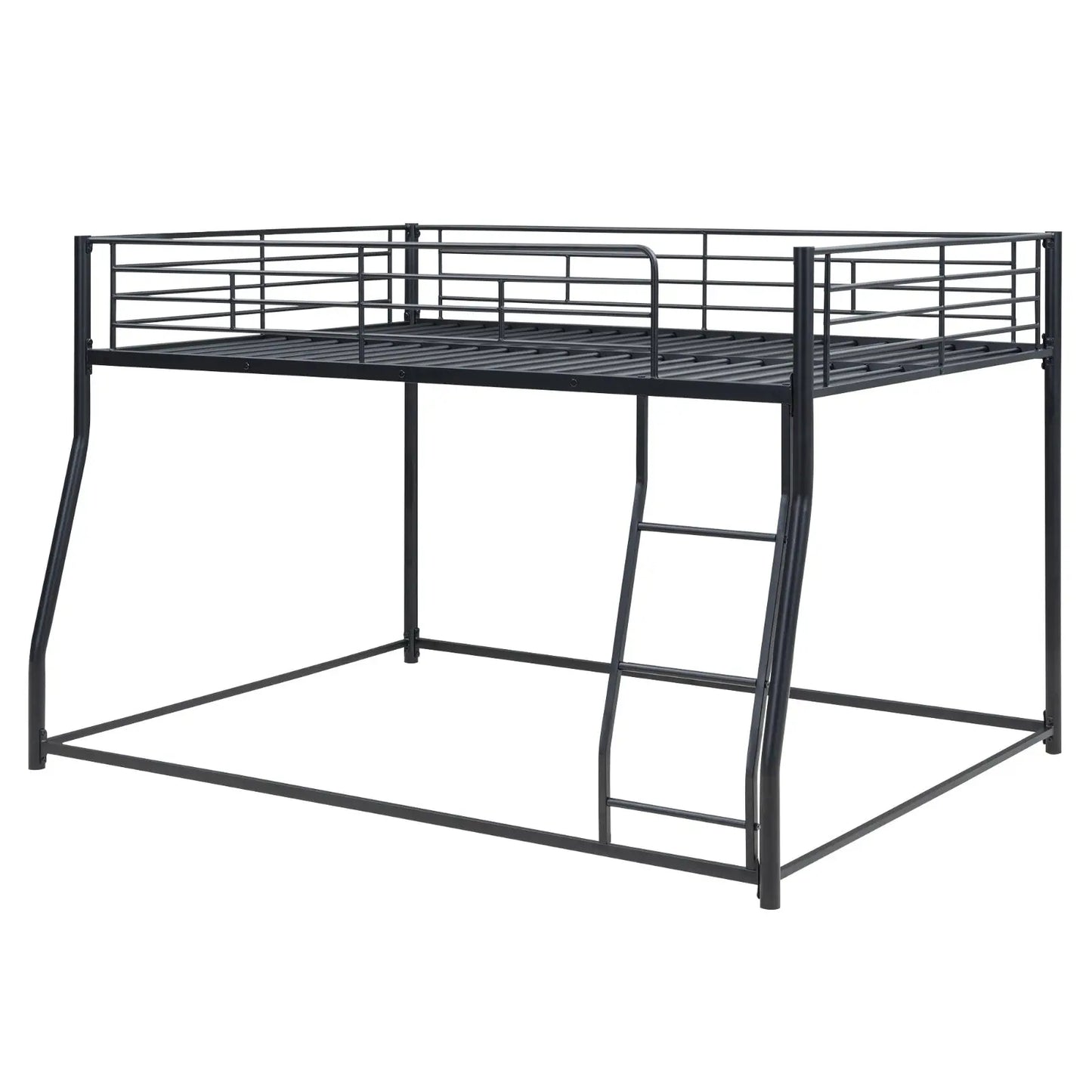 Metal Floor Bunk Bed, Full XL Over Queen, Black My Store