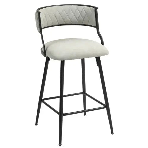SET OF 2, 26 Counter Height Bar Stools PU Cover Kitchen Island Counter Bar Stool With Black Powder Coating Base And Footrest My Store