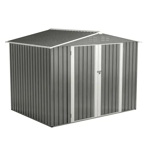 8 X 6 FT Garden Tool Storage Sheds With Metal Foundation With Floor Frame Grey My Store