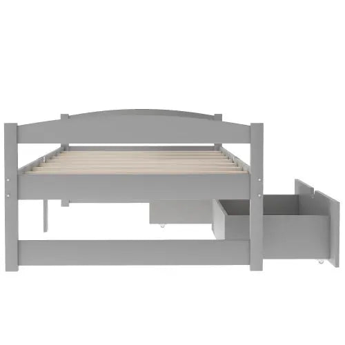 Twin Size Platform Bed, With Two Drawers, Gray My Store