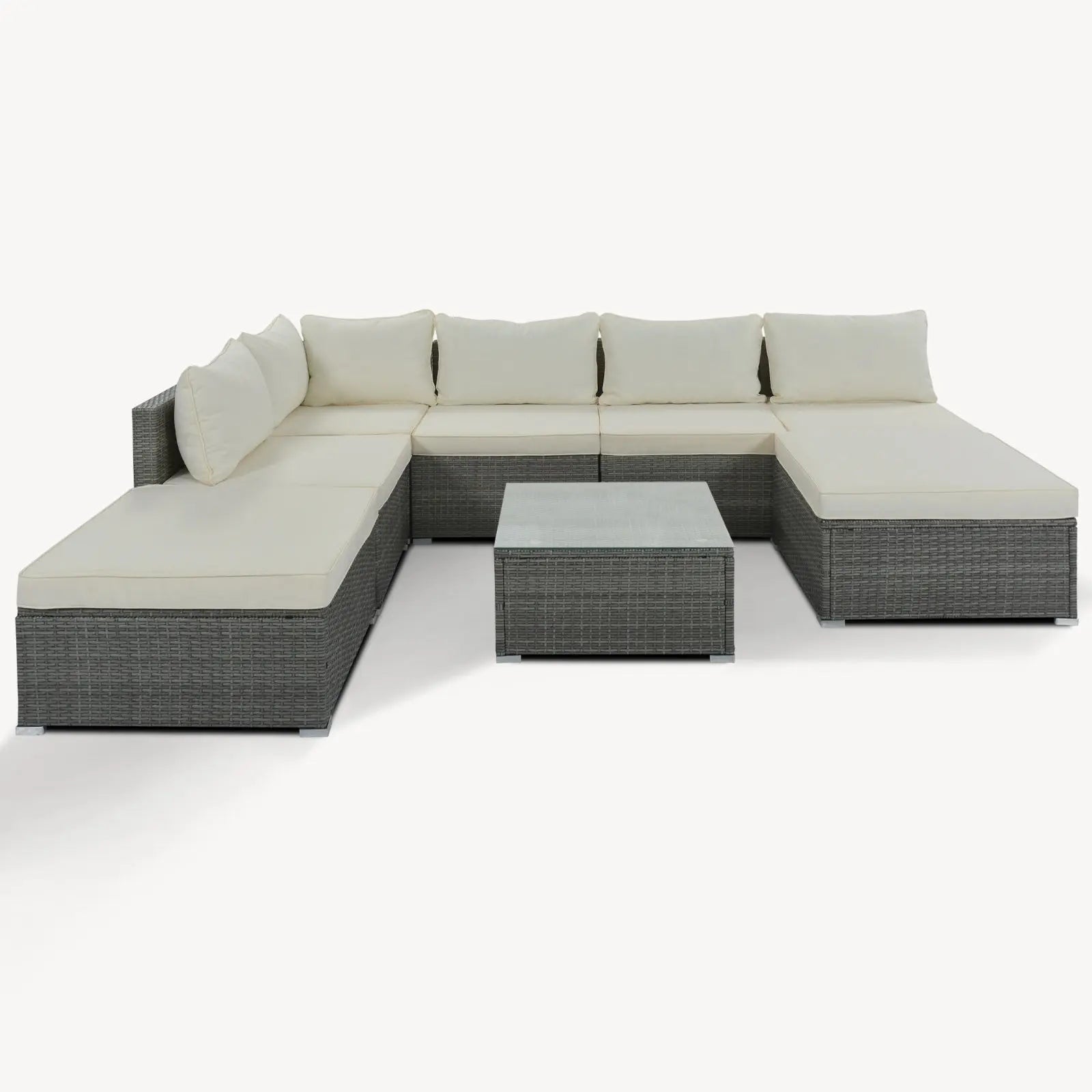 8-Pc Outdoor Patio Furniture Set, Garden Wicker Sofa, Single Sofa Combinable My Store