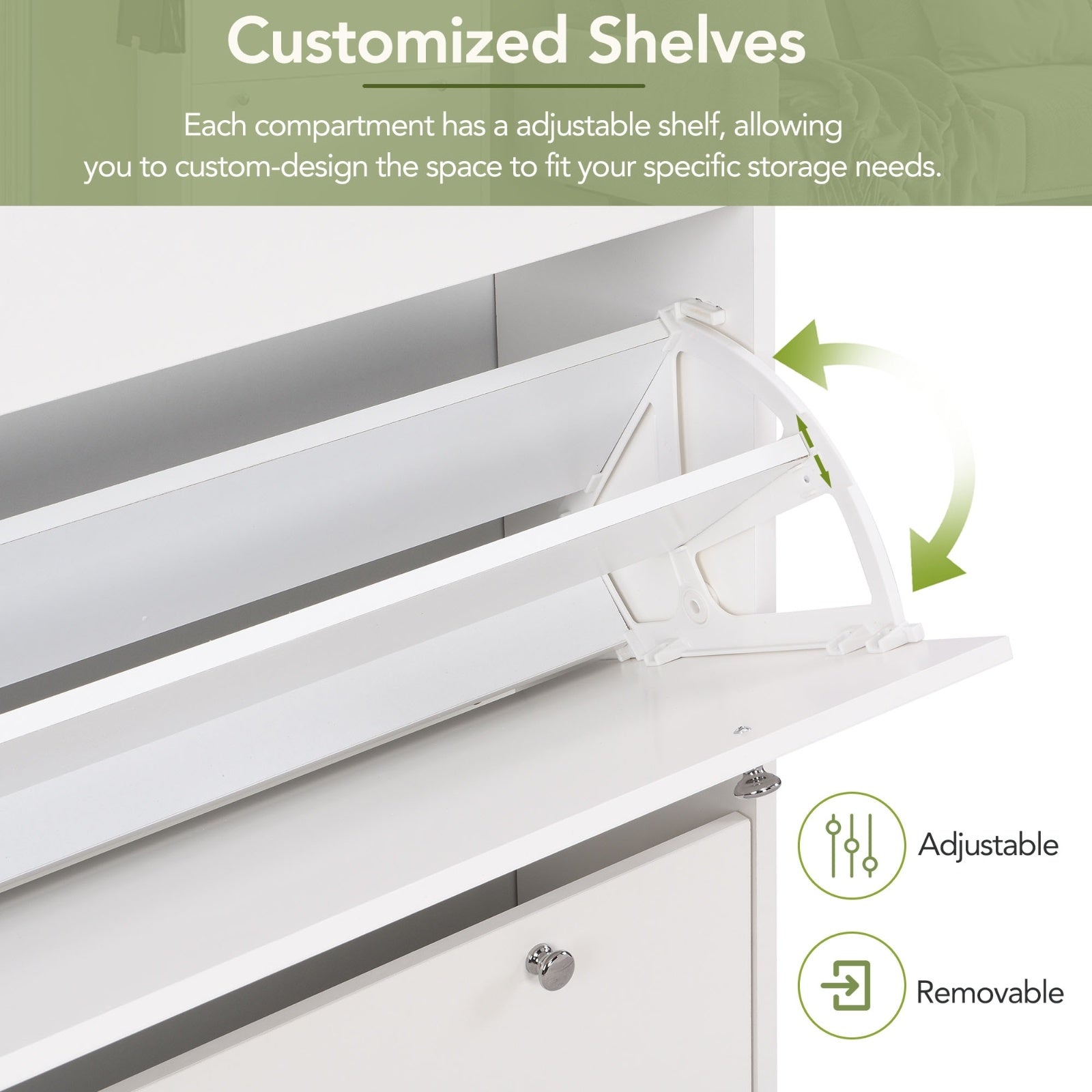 Narrow 3-Flip Drawer Shoe Cabinet Wood Grain Top Entryway Organizer Inkedjoy