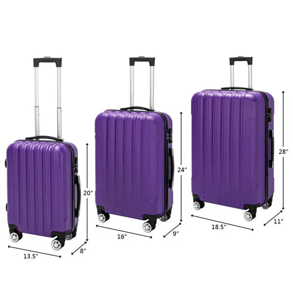 Vertical 3-in-1 Spinner Wheel With Handle Trolley Case - Purple Inkedjoy