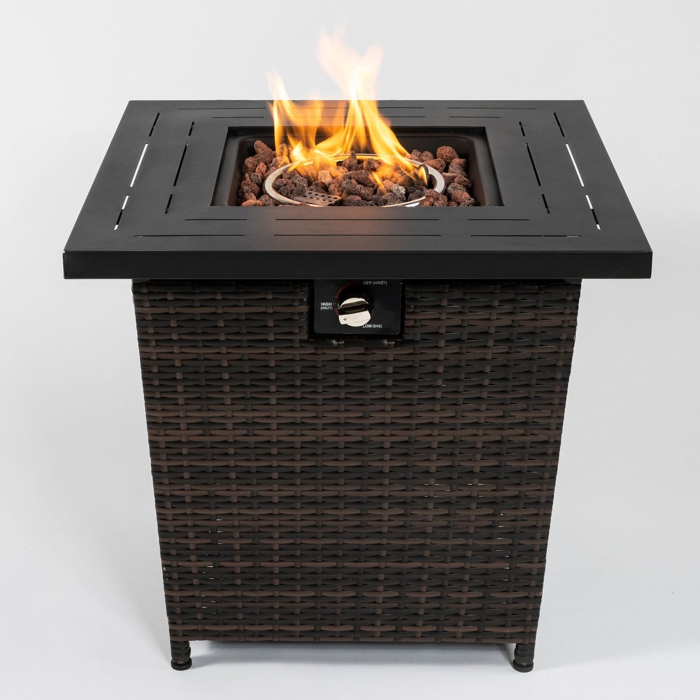 28inch Wicker Square Fire Pit Table Inkedjoy
