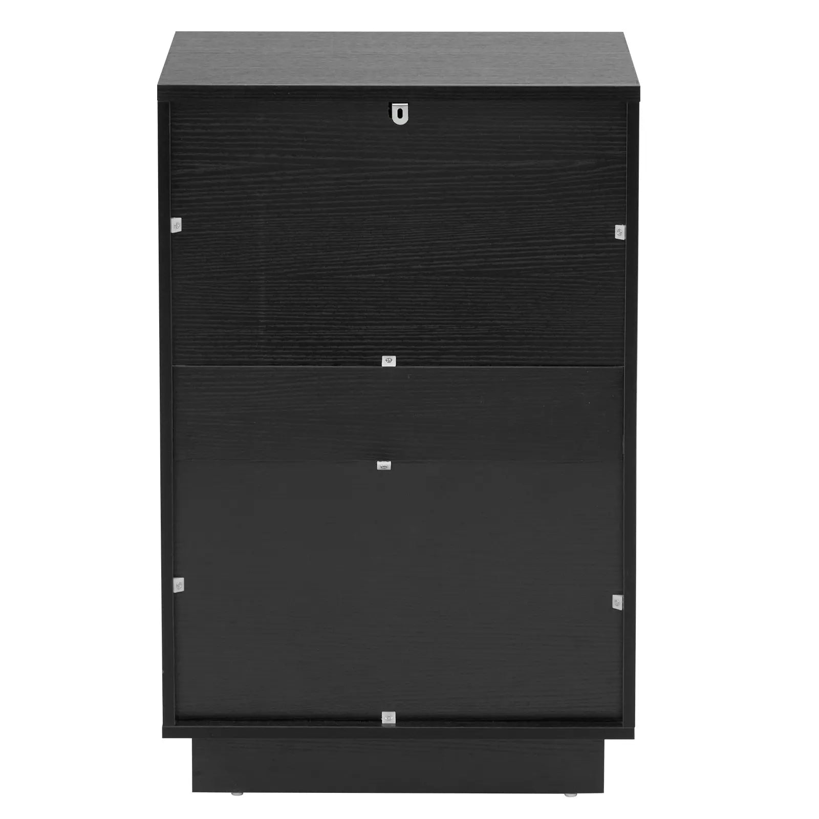 Black P2 Density Board, Wave Pattern Drawer Surface, 2 Drawer Bedside Cabinet 1pc My Store