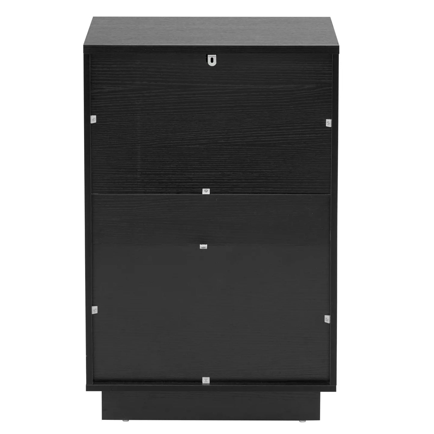 Black P2 Density Board, Wave Pattern Drawer Surface, 2 Drawer Bedside Cabinet 1pc My Store