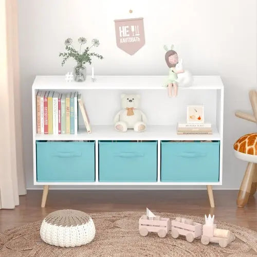 Fiberboard Children's Bookshelf With Foldable Fabric Drawers My Store