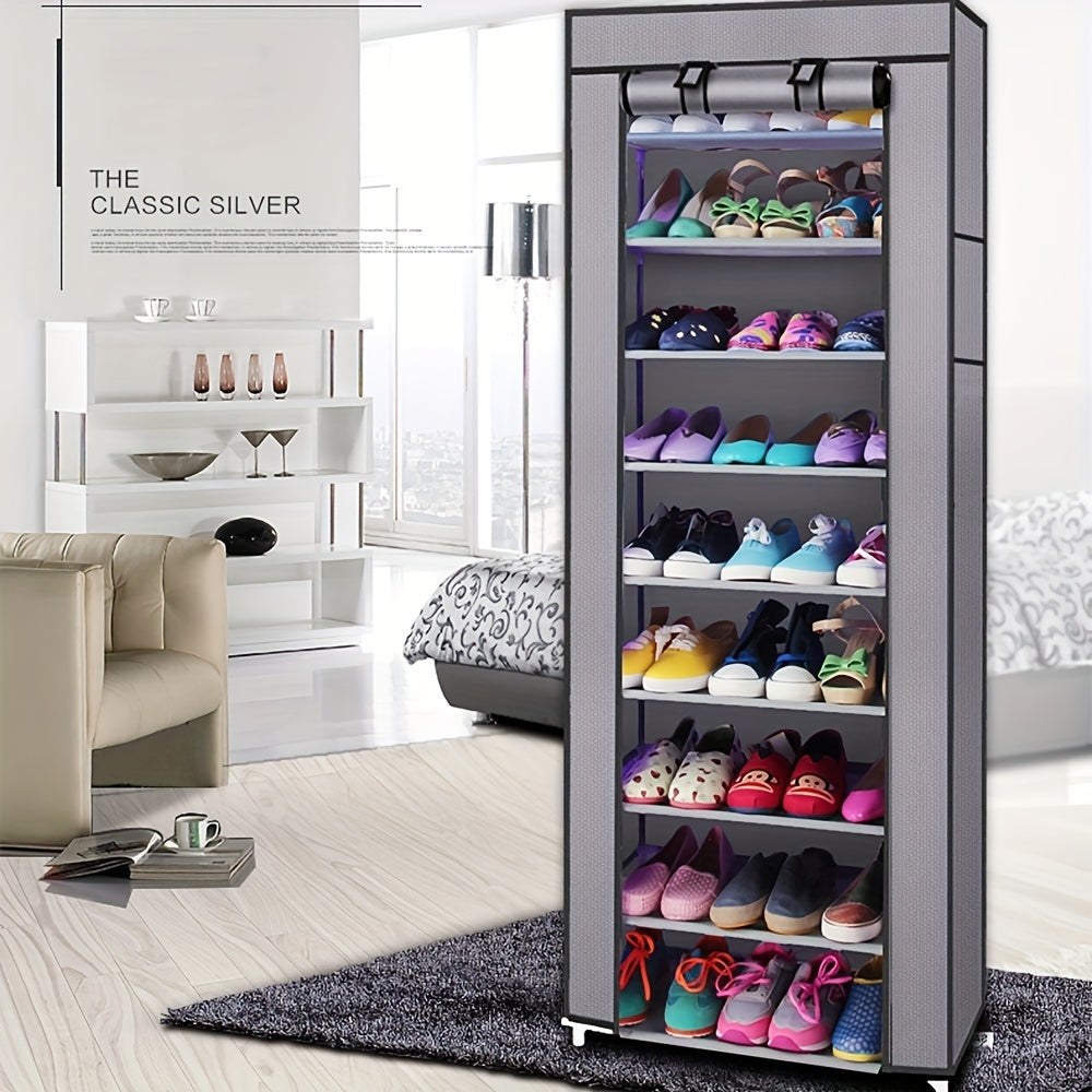 1 Set Of 10-layer Shoe Cabinet With Dust Cover, Easy To Assemble Inkedjoy