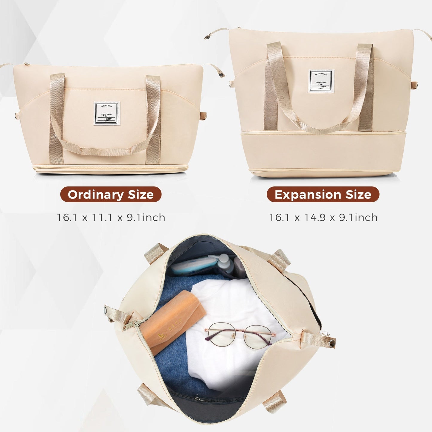 4-piece Suitcase Set With USB Port, Beige Inkedjoy