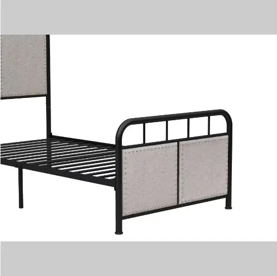 Double-size Linen Upholstered Platform Metal Bed Frame My Store