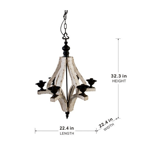 6 - Light Wood Chandelier With Adjustable Chain For Kitchen, Dining Hall Entrance My Store