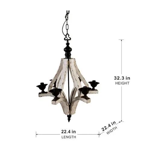 6 - Light Wood Chandelier With Adjustable Chain For Kitchen, Dining Hall Entrance My Store