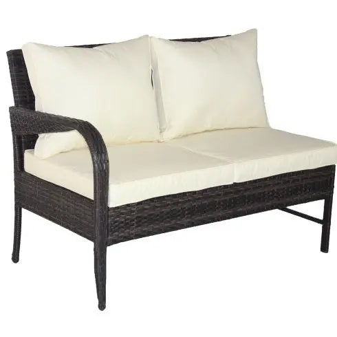 3 Piece Patio Sectional Wicker Rattan Outdoor Furniture Sofa Set With Storage Box Brown My Store