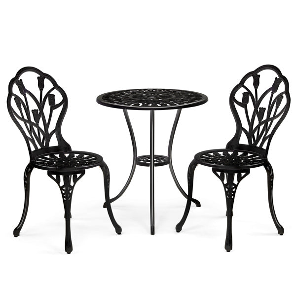 2pcs Single Chairs And 1pc Round Table Tulip Shaped Black Casting Set Inkedjoy