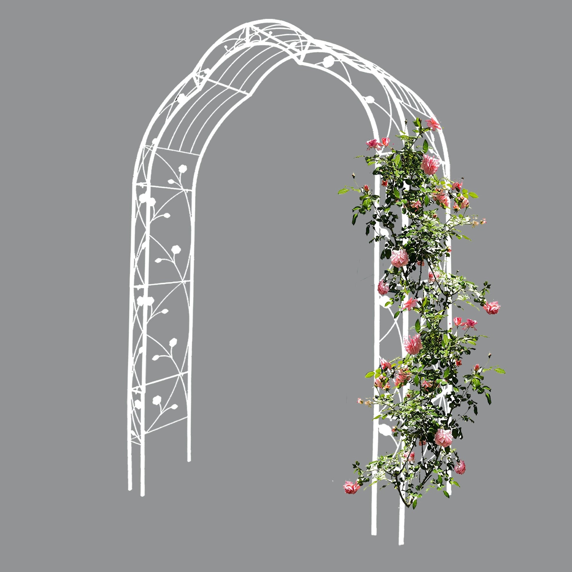 Metal Garden Arch, Climbing Plant Support Rose Arch- Cream White Inkedjoy