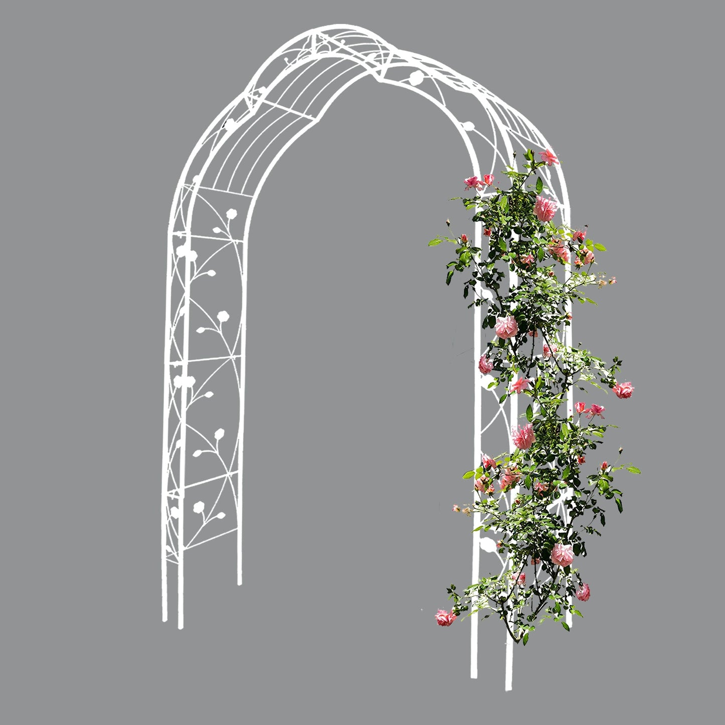 Metal Garden Arch, Climbing Plant Support Rose Arch- Cream White Inkedjoy