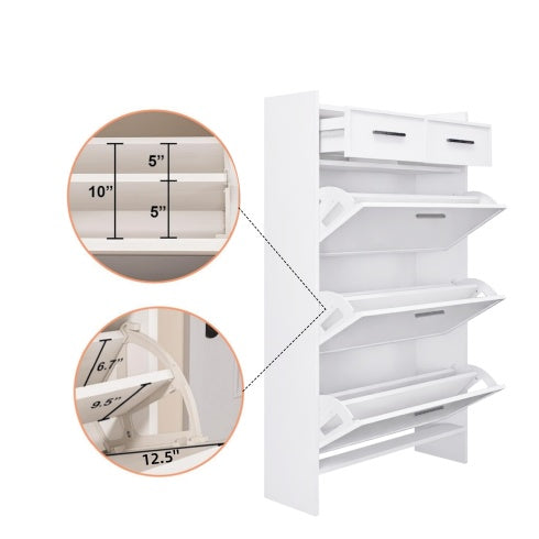 Shoe Rack 3 Doors With 2 Drawers With Open Space Inkedjoy