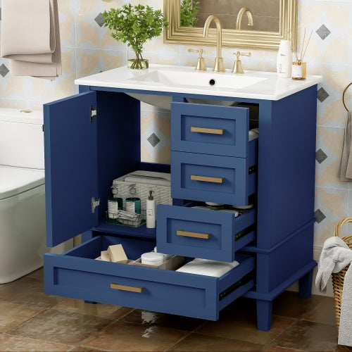 Modern Bathroom Cabinet With Sink Combo SetAnd 3 Drawers, Solid Wood Frame My Store