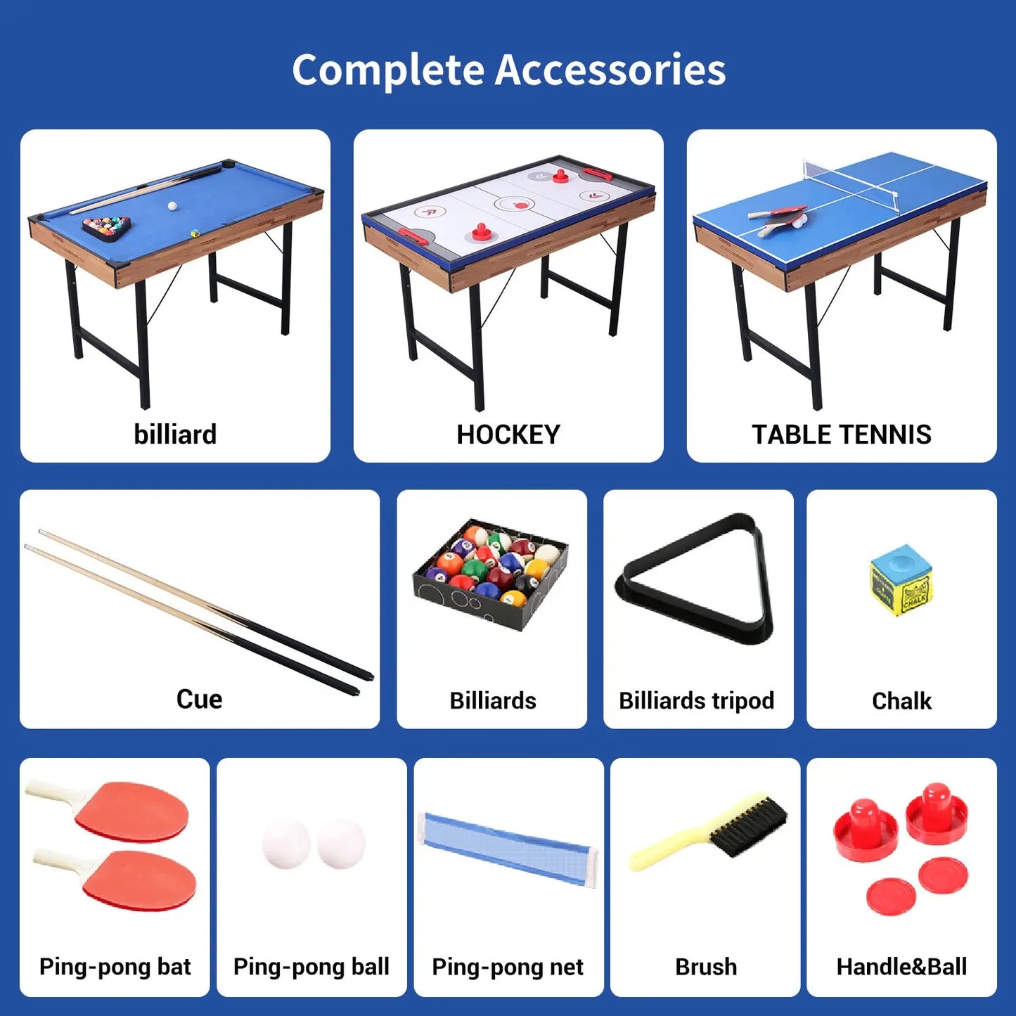 3 In 1 48in Folding Portable Combo Game Table Set With Ping Pong, Slide Hockey, Pool Billiards For Kids And Adults My Store