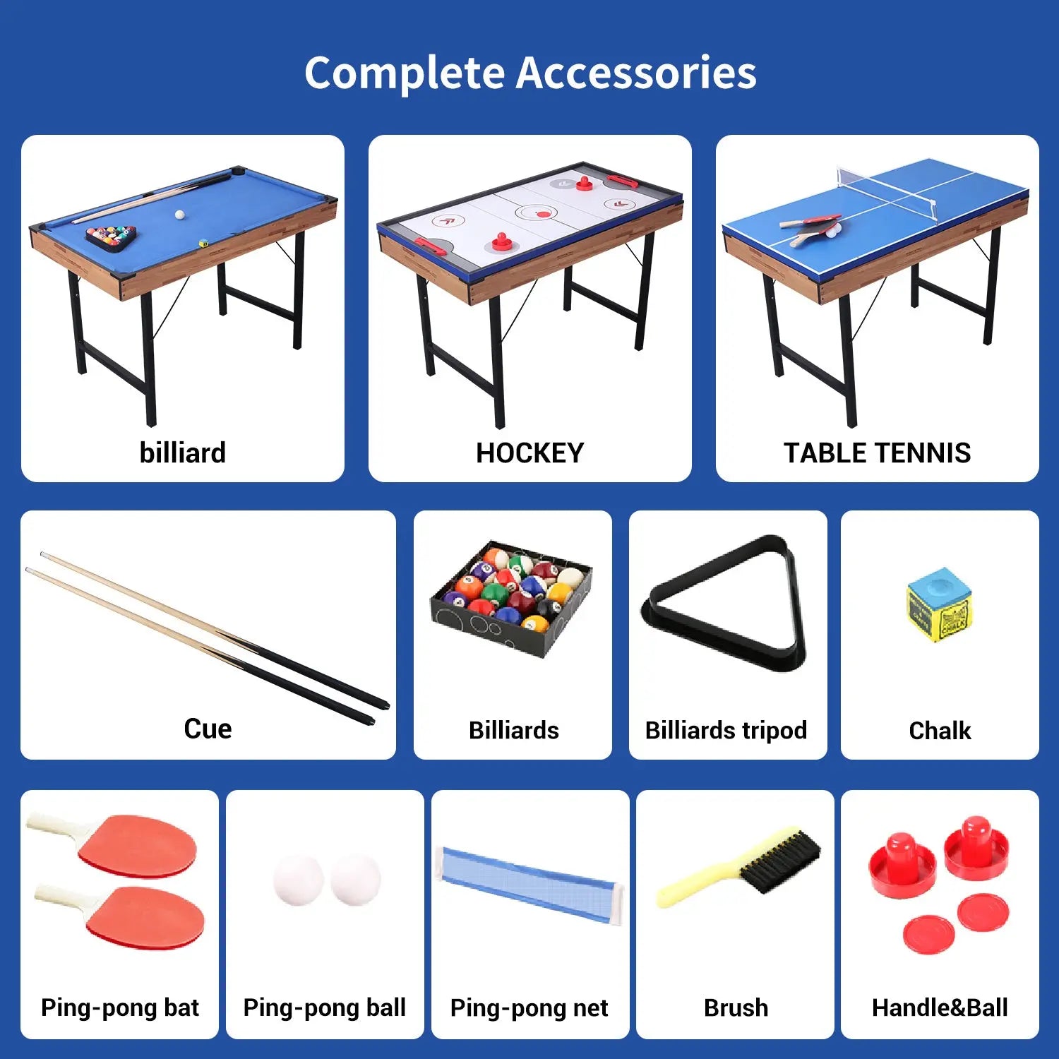 3 In 1 48in Folding Portable Combo Game Table Set With Ping Pong, Slide Hockey, Pool Billiards For Kids And Adults My Store
