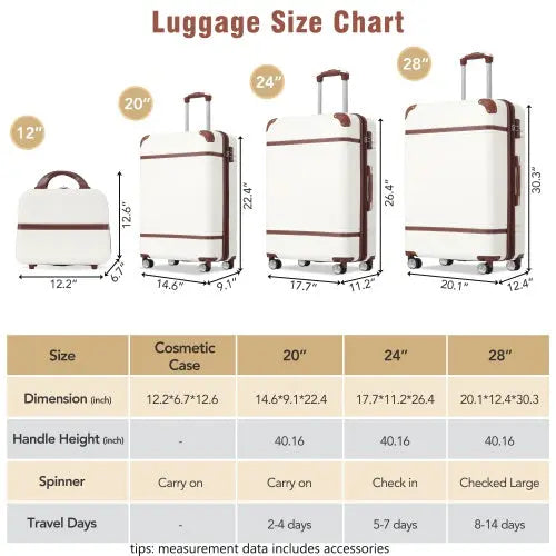 Hardshell Set 4 Pieces 20x24x28 Luggages My Store